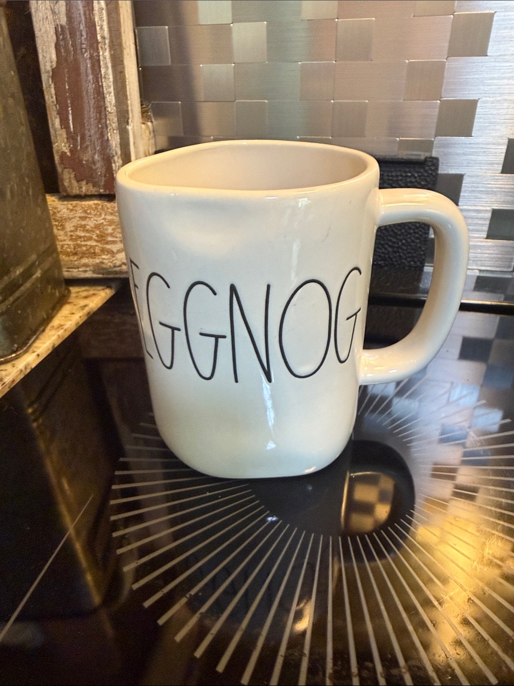 Rae Dunn White Eggnog Ceramic Mug